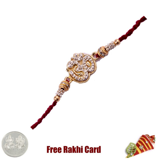 Shining Om Rakhi with Free Silver Coin