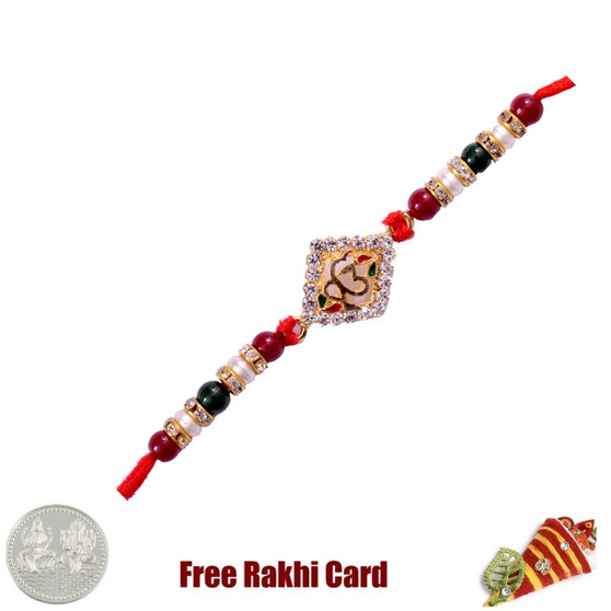 Om in Circle Rakhi with Free Silver Coin