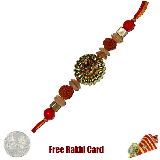 Om Rudrakh Fancy Rakhi  with Free Silver Coin with Free Silver Coin