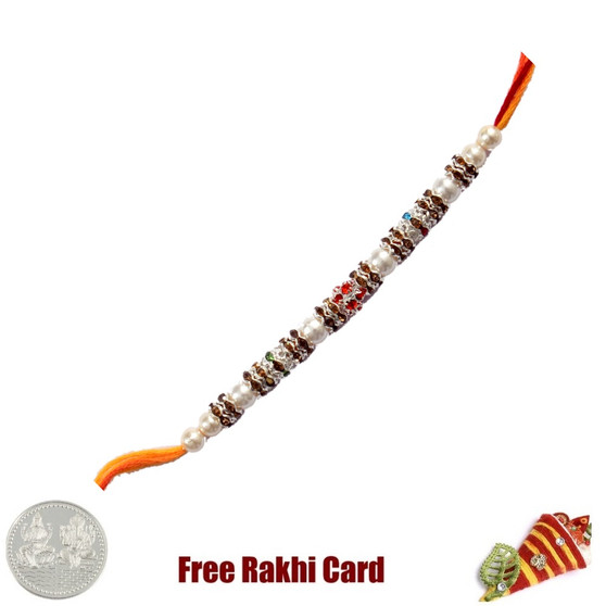 Fancy Pearl Rakhi with Free Silver Coin