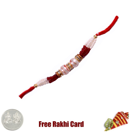 Double Pearl Rakhi with Free Silver Coin