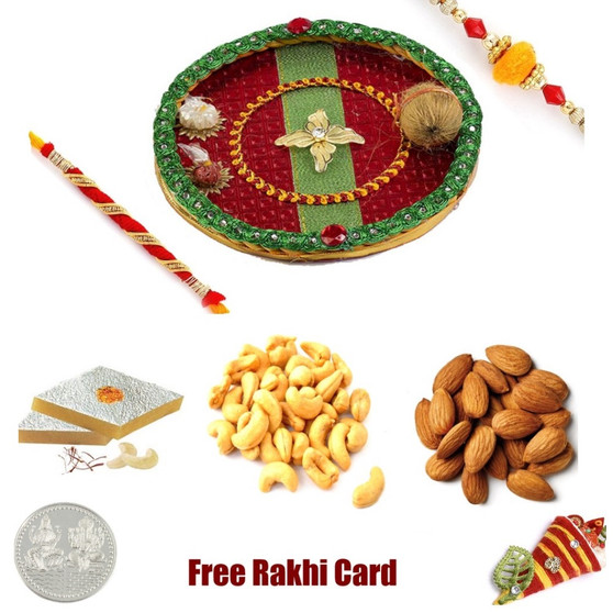 Rakhi Thali with 1 LB Kaju Katli and 1 LB Assorted Dryfruits