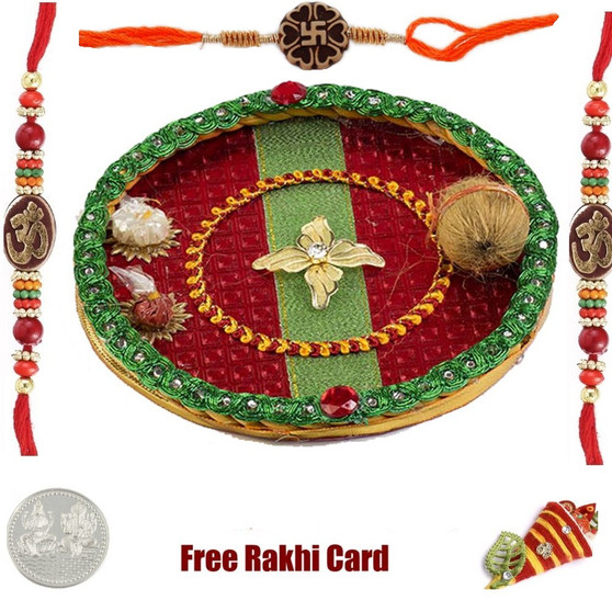 Thali with 3 Designer Rakhis