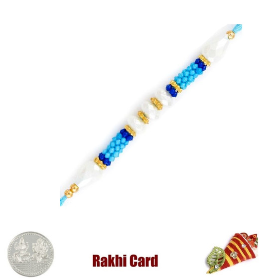 Colorful Blue Rakhi with Free Silver Coin - Canada