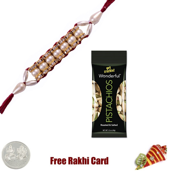 Pearl Rakhi with 50 grams Pistachios - Canada