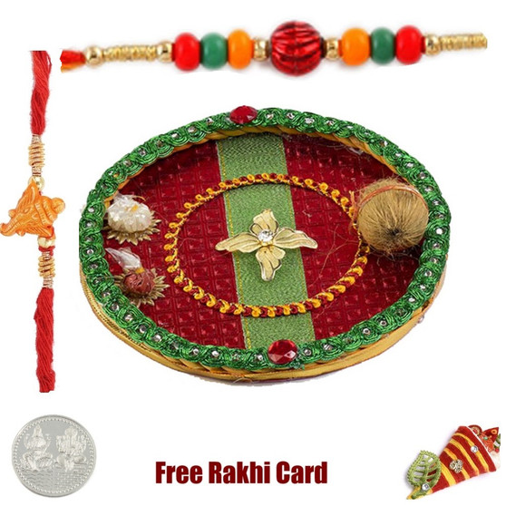 Flower Rakhi Thali with Free Silver Coin - Canada