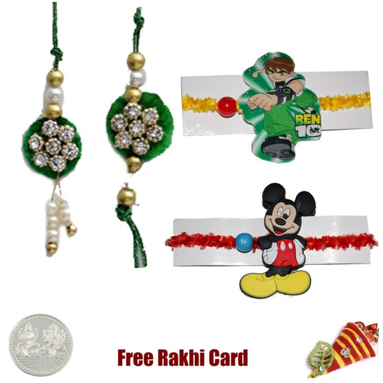 Diamond Zardosi Family Set with a Free Silver Coin - Canada Delivery