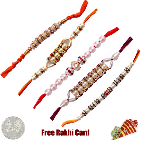 Pearl Rakhi Set of 5 - Canada Delivery