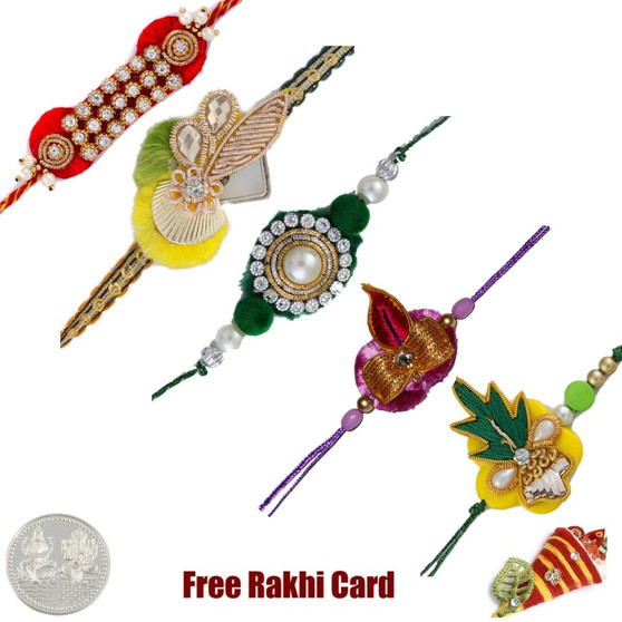 Zardosi Rakhi Set of 5 - UK Delivery