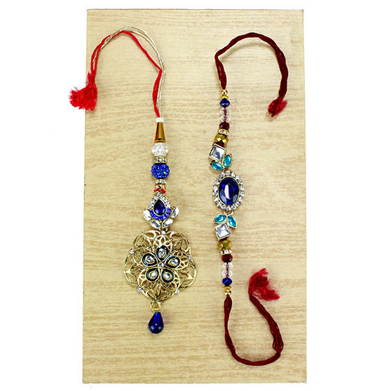 Blue Stunner Lumba Rakhi Set - 9451