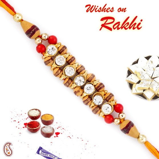 Colorful Joint Beads Mauli Rakhi - PRS1745