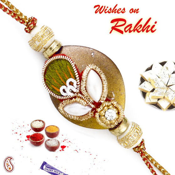 Amazing Rakhi with Pearl & Zardosi work - PRS17112