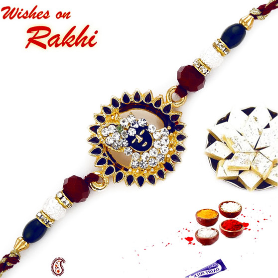 Centrified Krishna Motif Rakhi with Colorful Beads - RJ17204