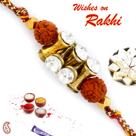 Rudraksh Rakhi with Damroo Style Beads - RD17426