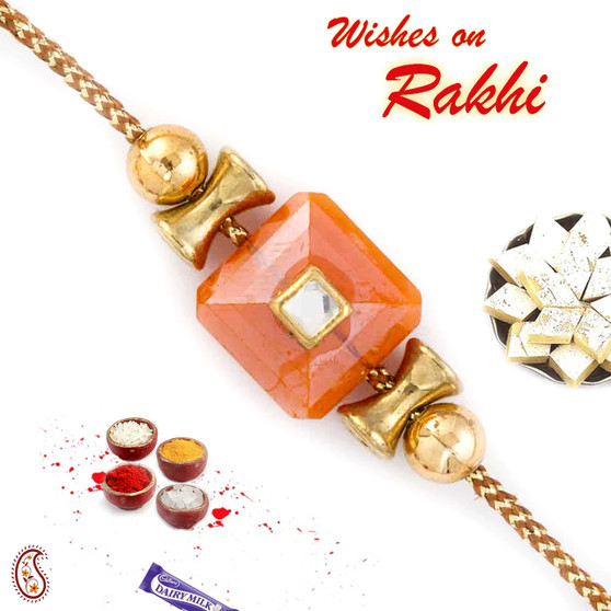 Round & Damroo Style Beads Rakhi - RB17603