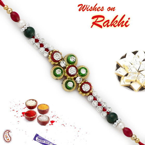 Multicolor Beads AD studded Stunning Rakhi - RB17638