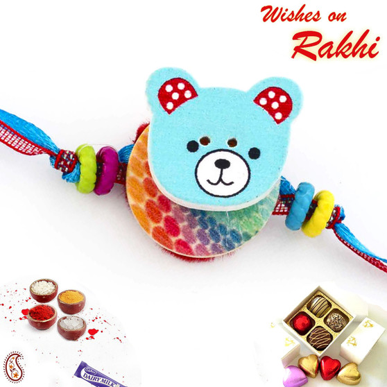Funny & Cute Blue Teddy Style Kids Rakhi - RK17711