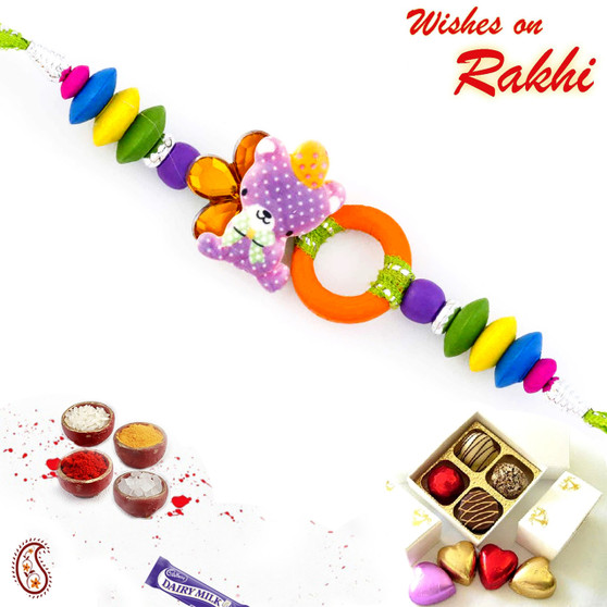 Multicolor Kitty Sweet Kids Rakhi - RK17712