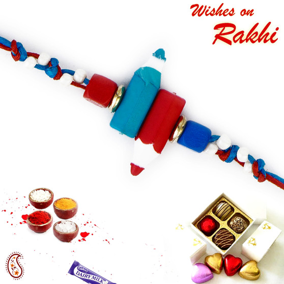 Smart Dual Pencil Motif Kids Rakhi - RK17714