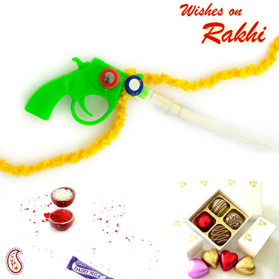 Light and Musical Pistol Rakhi  - RK17732