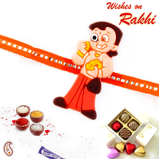 Chhota Bheem with Laddoo Motif Kids Rakhi - RK17810