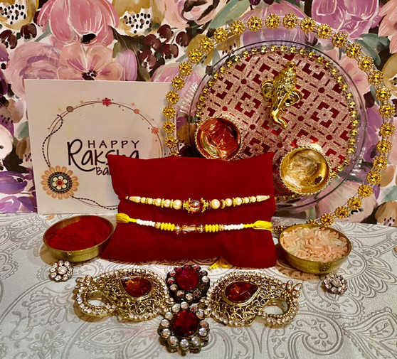 Thali-2 Crystal Rakhis set