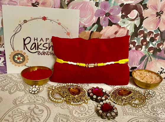 Yellow crystal rakhi - India Delivery