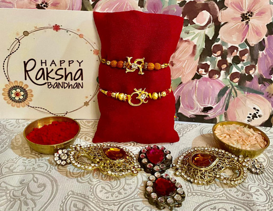 Om and Swastik rakhis - India Delivery