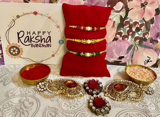 Set of 3 colorful rakhis - India Delivery