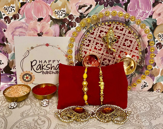 Rakhi Thali with a Traditional rakhi setof 2 - Dubai Delivery