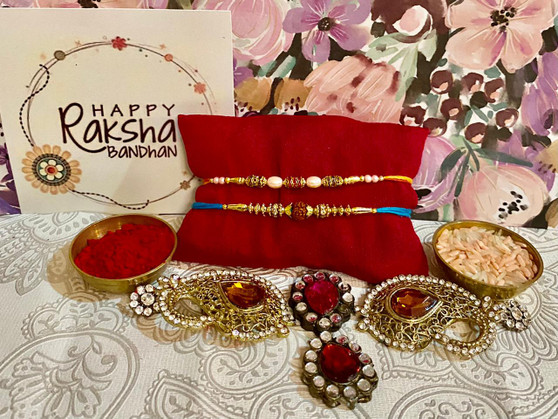 Rudraksh and pearl rakhis - Dubai Delivery