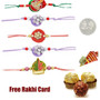 5 zardosi rakhis with 3 piece ferrero rocher