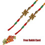 Set of 2 Swastik Rakhi with Roli Tikka and Card