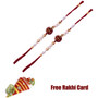 Set of 2 Swastik Rakhi with Roli Tikka and Card