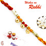 Red & Yellow Mauli Thread Rakhi with Small Golden Bells - PRS1710