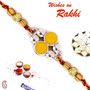 Colorful Mauli Rakhi with Silver & Yellow Stones - PRS1726