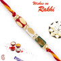 Multicolor Rectangular Motifs Mauli Thread Rakhi - PRS1738