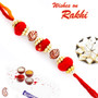 Red Cotton Balls and Golden Rings Mauli Rakhi - PRS1742
