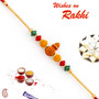 Multicolor Beads Studded Swastik Kalash Motif Thread Rakhi - PRS1766