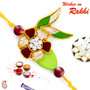 Beautiful AD Studded Green & Maroon Zardosi Rakhi - PRS17118