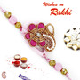 Sweet Pink Floral Zardosi Rakhi with Beads & crystal - PRS17128