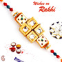 Square Crystal Stone & Multicolor Beads Rakhi - RJ17304