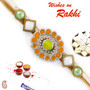 Orange & Green Stone Beads Stylish Rakhi - RJ17325
