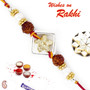 Golden Floral Style Rakhi with Dual Rudraksh - RD17411