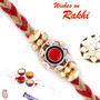 Red & Gold Round Motif Fancy Rakhi - RB17605