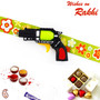 Stylish Gun Motif Green Band Kids Rakhi - RK17733