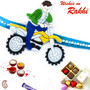 Cute Motor Bike Racer Motif Kids Rakhi - RK17743