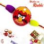 Red Angry Bird Rakhi with Colorful Beads - RK17756