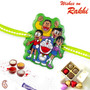 Sweet & Charming Doremon Family Green Band Kids Rakhi - RK17789
