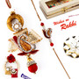 Golden & Red Paisley Design Bhaiya Bhabhi Rakhi Set - RP17862